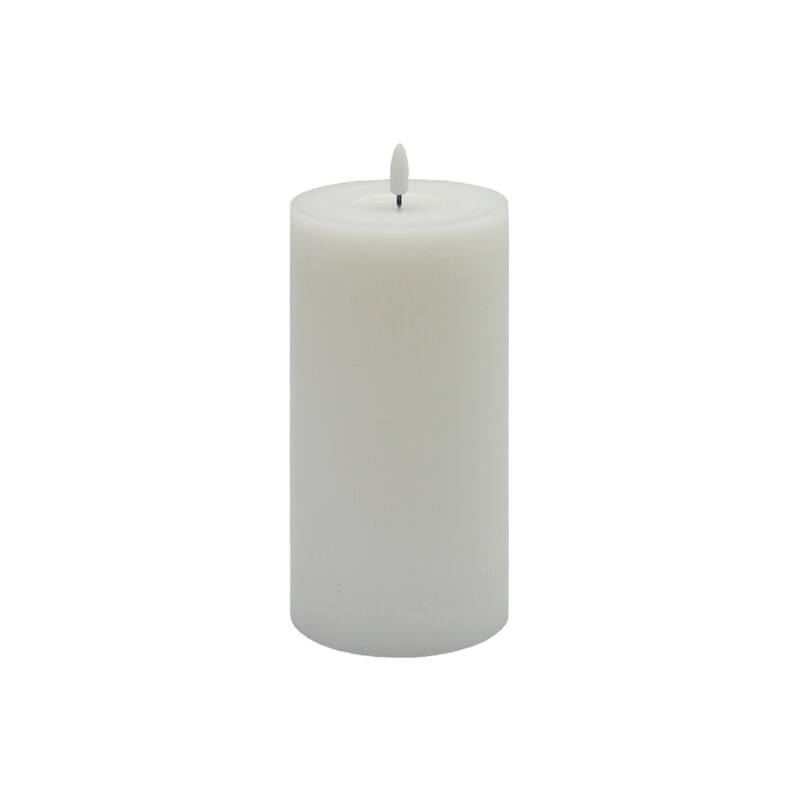 Battery Operated 3D Flame Large LED Pillar Candles - 8" - White