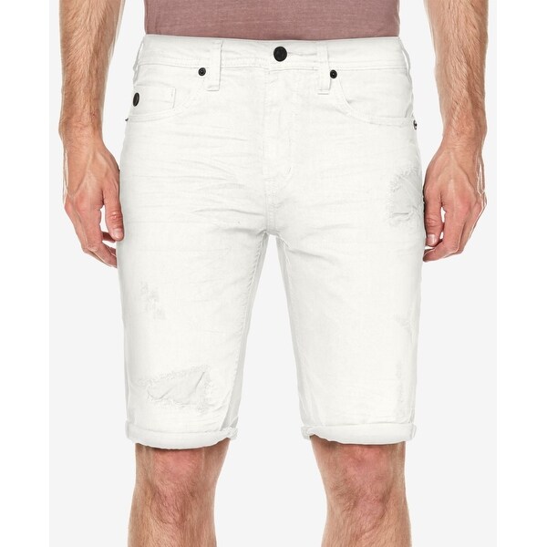 mens white denim shorts