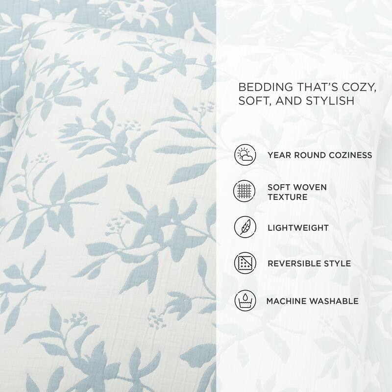 Lush Decor Floral Jacquard Reversible Soft Matelasse Quilt 3-Piece Set