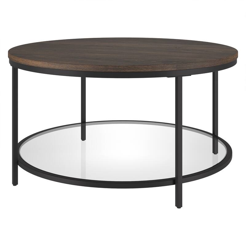 Sevilla 32'' Wide Round Coffee Table with MDF Top and Glass Shelf - 32" Wide