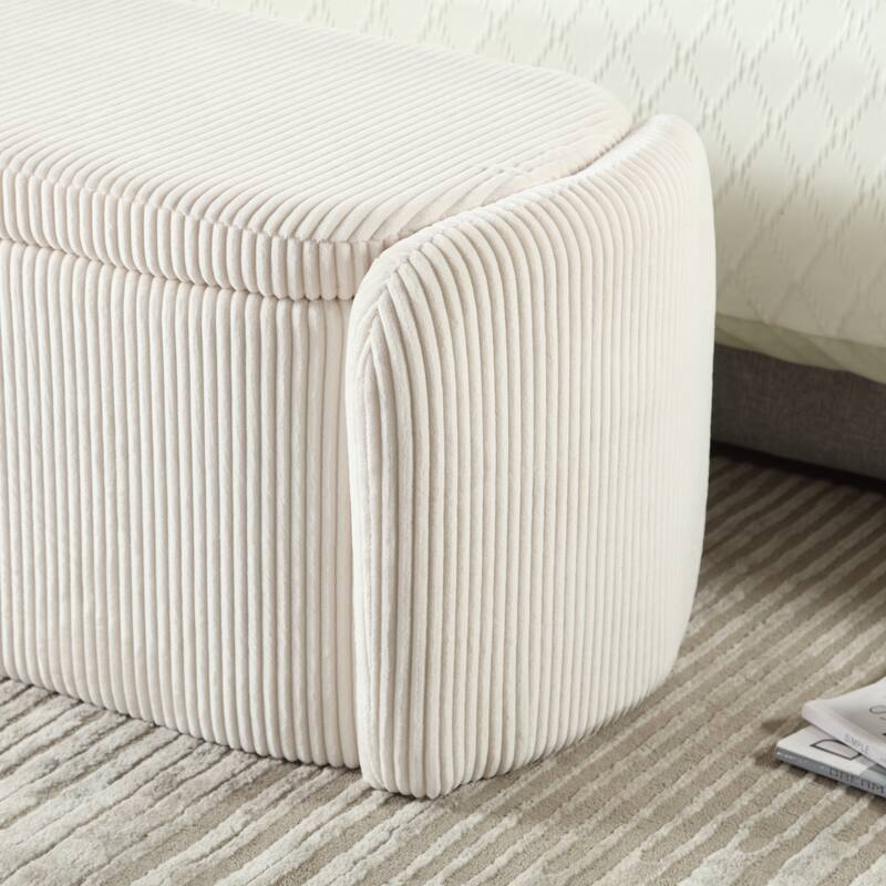 House Hold Storage Ottoman,Bedroom End Bench,Upholstered Fabric Storage Ottoman with Safety Hinge
