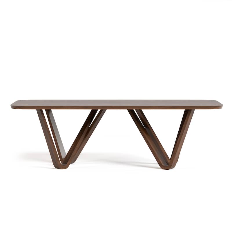 Furniture of America Abigail I Mid-Century Modern 7-Piece Rich Walnut Solid Wood Dining Set