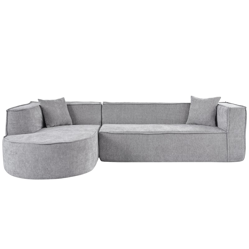 109.2" Chenille L-Shaped Sectional Sofa with Throw Pillows