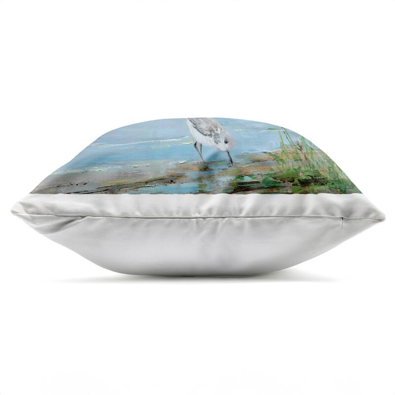 Stupell Relaxed Sandpipers on Shore Printed Outdoor Throw Pillow Design by Sally Swatland