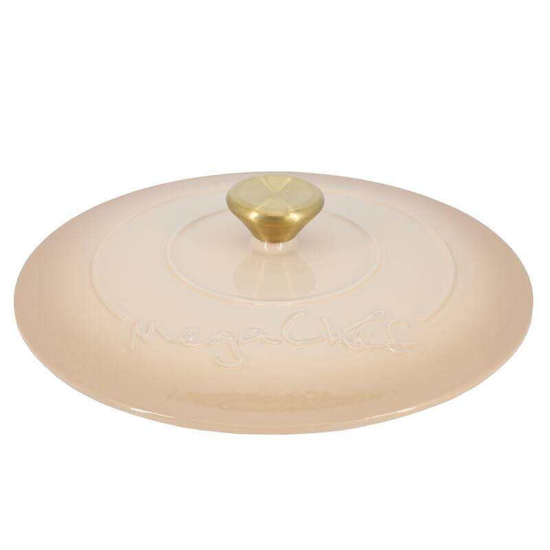 5.3Q Round Enameled Self Basting Lid Dual Handle Cast Iron Casserole in Desert Sand