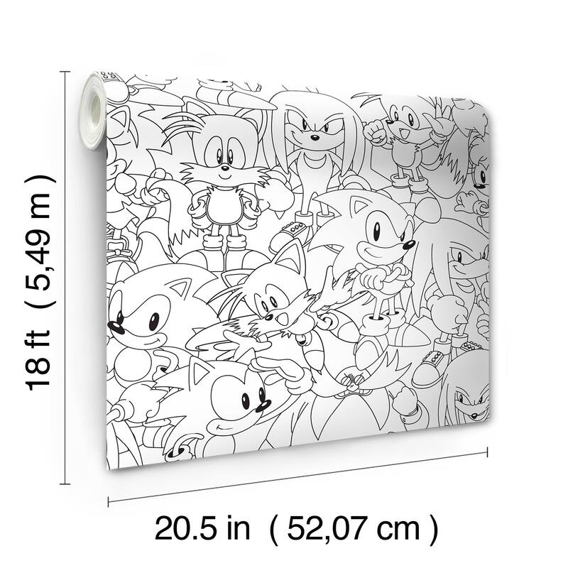 RoomMates Sonic The Hedgehog Line Art Peel and Stick Wallpaper