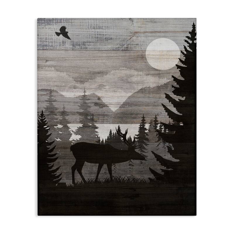 Stupell Rustic Moose at Night Canvas Wall Art Design By Susan Arnot - 30 x 40
