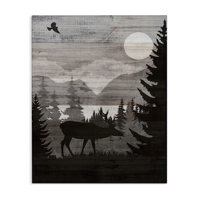 Stupell Rustic Moose at Night Canvas Wall Art Design By Susan Arnot