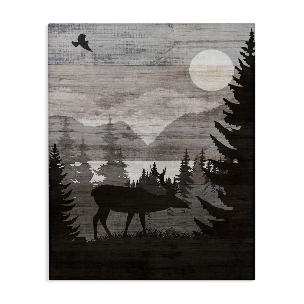 Stupell Rustic Moose at Night Canvas Wall Art Design By Susan Arnot