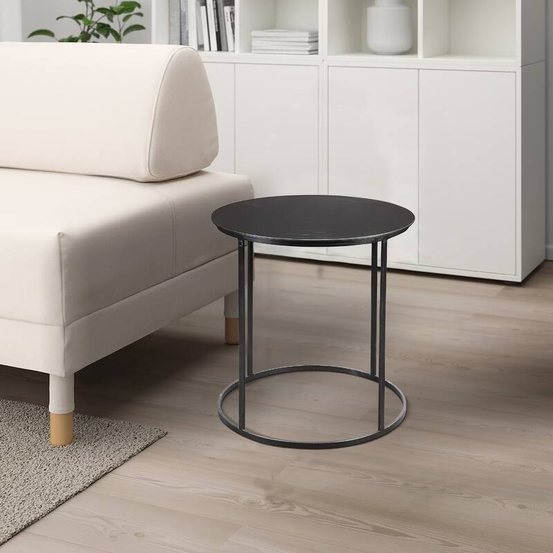 Round Metal Frame Side Table with Tubular Legs, Black On Sale Bed