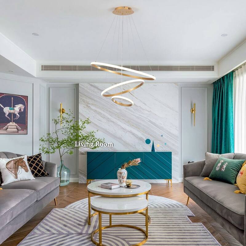 LED Tiered Linear Design Chandelier, Classic Semi Flush Mount Chandelier, Living Room Kitchen Island Dining Foyer Pendant Light - Gold