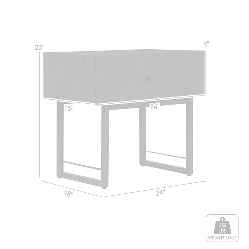 Marquis 1 Drawer Oak Wood Nighstand with Black Metal Legs