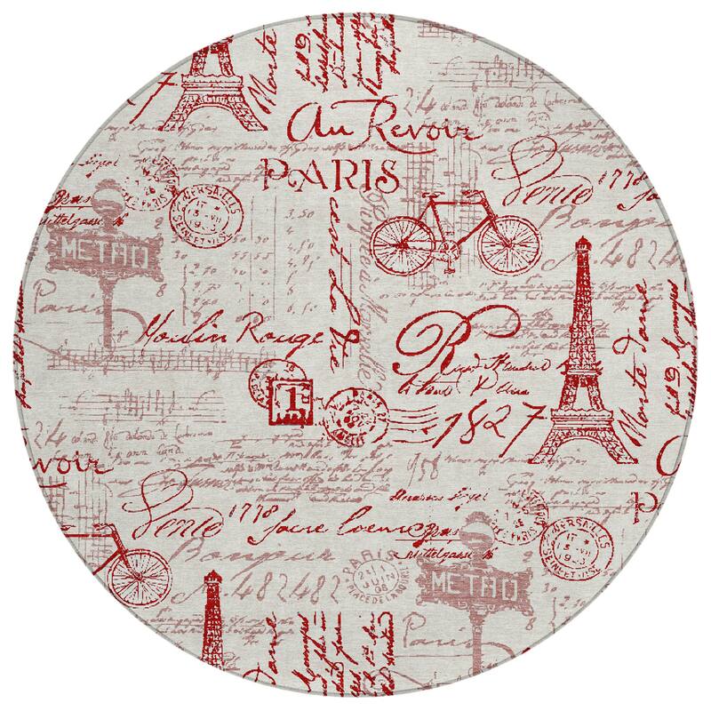 Machine Washable Indoor/Outdoor Modern Paris Chantille Rug