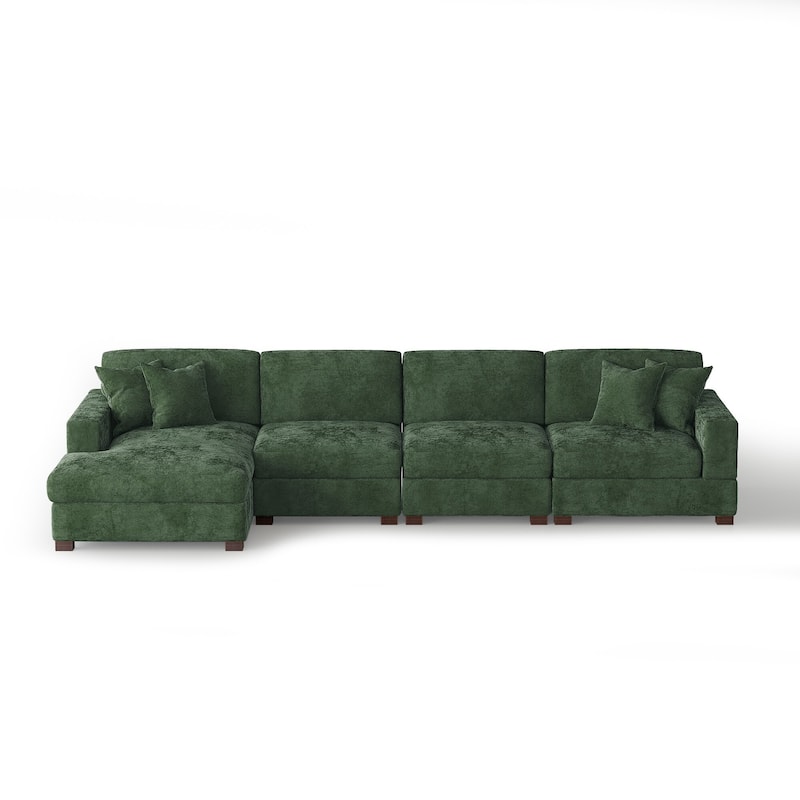 Modern Oversized Chenille Modular Sectional Sofa With Chaise
