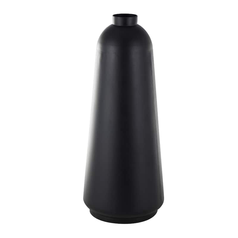 Black Metal Vase with Narrow Opening