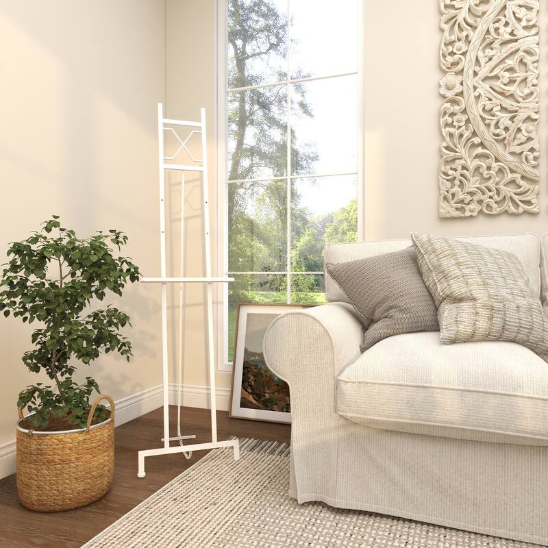 White Metal Tall Adjustable 3 Tier Display Easel with Chain Support