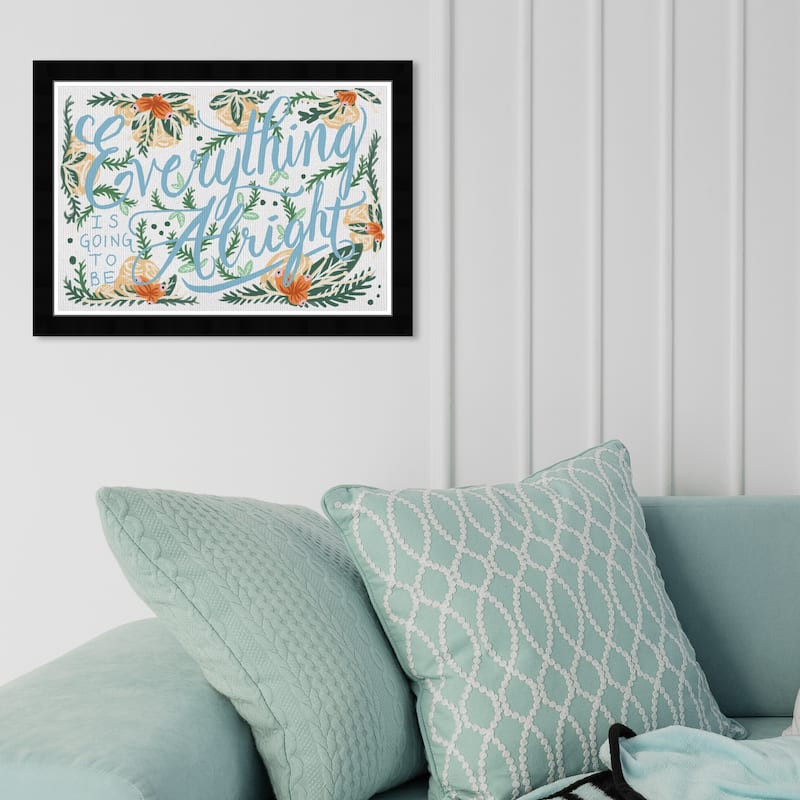 Wynwood Studio 'Alright Tropical' Typography and Quotes Wall Art Framed Print Inspirational Quotes and Sayings - Blue, Green - 19 x 13