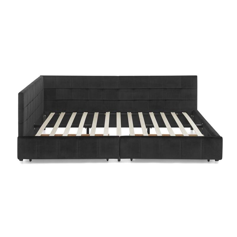 Bedroom Storage Upholstered Tufted DayBed With 2-Drawers