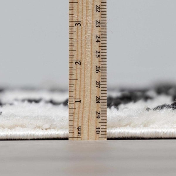 dimension image slide 2 of 5, Hauteloom Cansu Living Room, Bedroom Area Rug - Contemporary - Plush Pile - Black - 2' x 3'