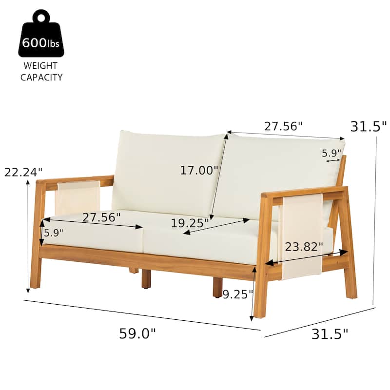 Christopher Knight Home - Nancy 2-Piece Outdoor Acacia Wood Loveseat and Coffee Table Seating Set