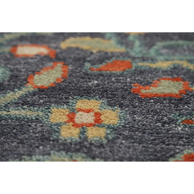 Hand Knotted Oriental 100% Wool Carpet Traditional All-Over Navy Blue & Blues Ziegler Area Rug - 5' 11'' X 4' 1''