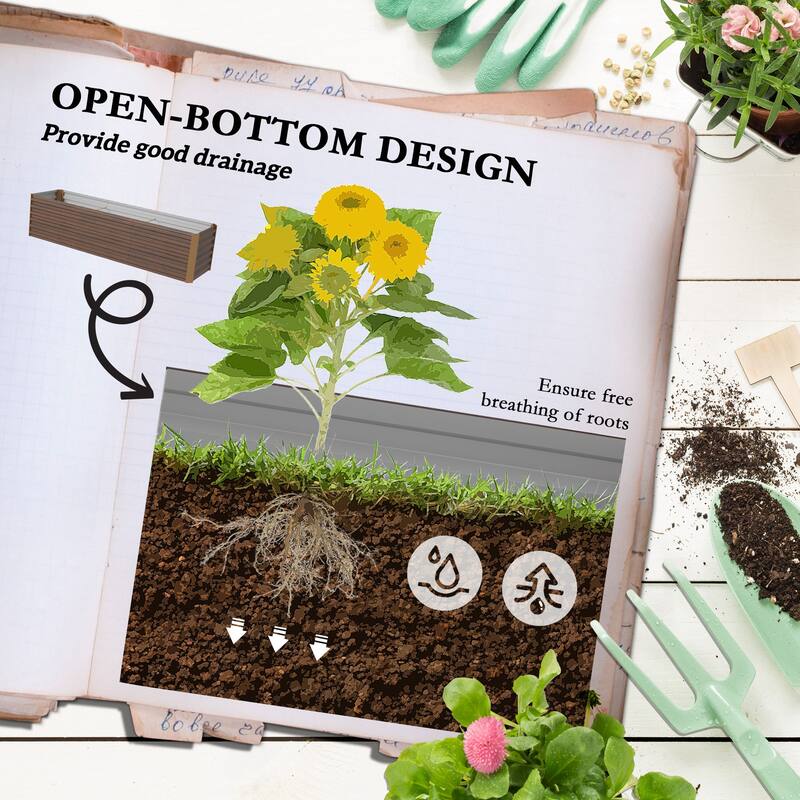 Outsunny 8x2x2ft Galvanized Raised Garden Bed Kit, Outdoor Metal Elevated Planter Box with Safety Edging, Large Raised Bed