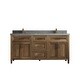 preview thumbnail 11 of 48, Willow Collections 72 x 22 Santa Monica Teak Double Bowl Sink Bathroom Vanity in Distressed Graywashed with Countertop 2" Piatra Gray