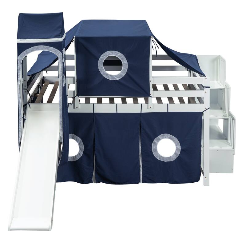 Loft Bed with Tent and Tower - Blue