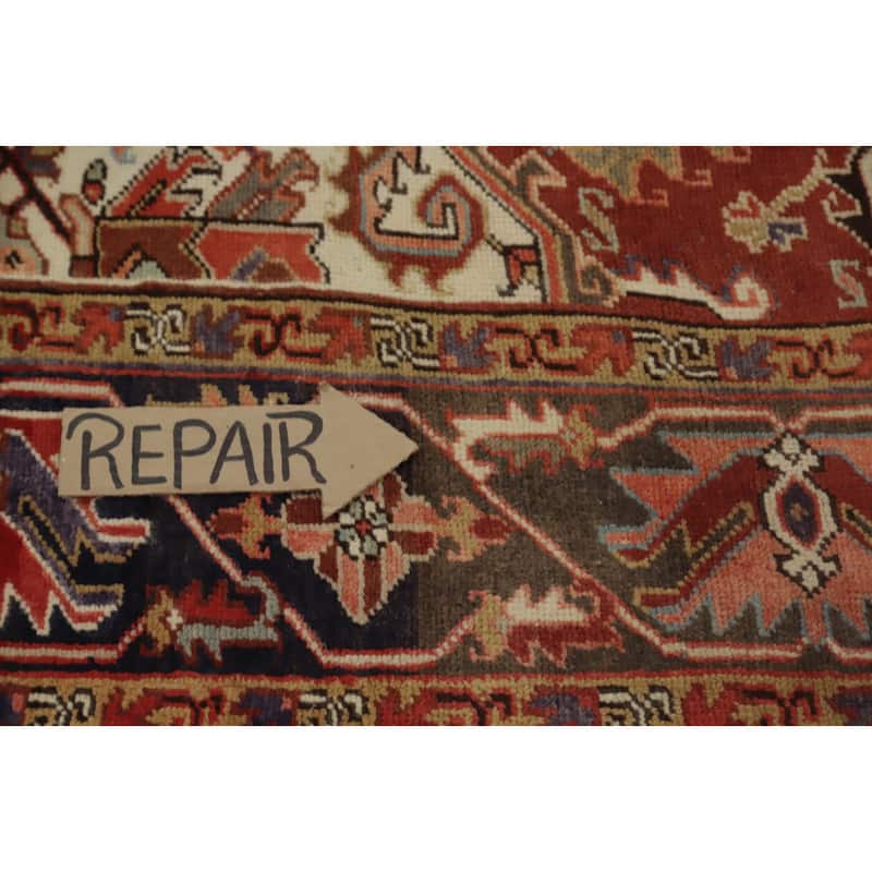 Hand Knotted Oriental 100% Wool Carpet Traditional Medallion Oranges & Rust Heriz Area Rug - 10' 7'' X 7' 9''