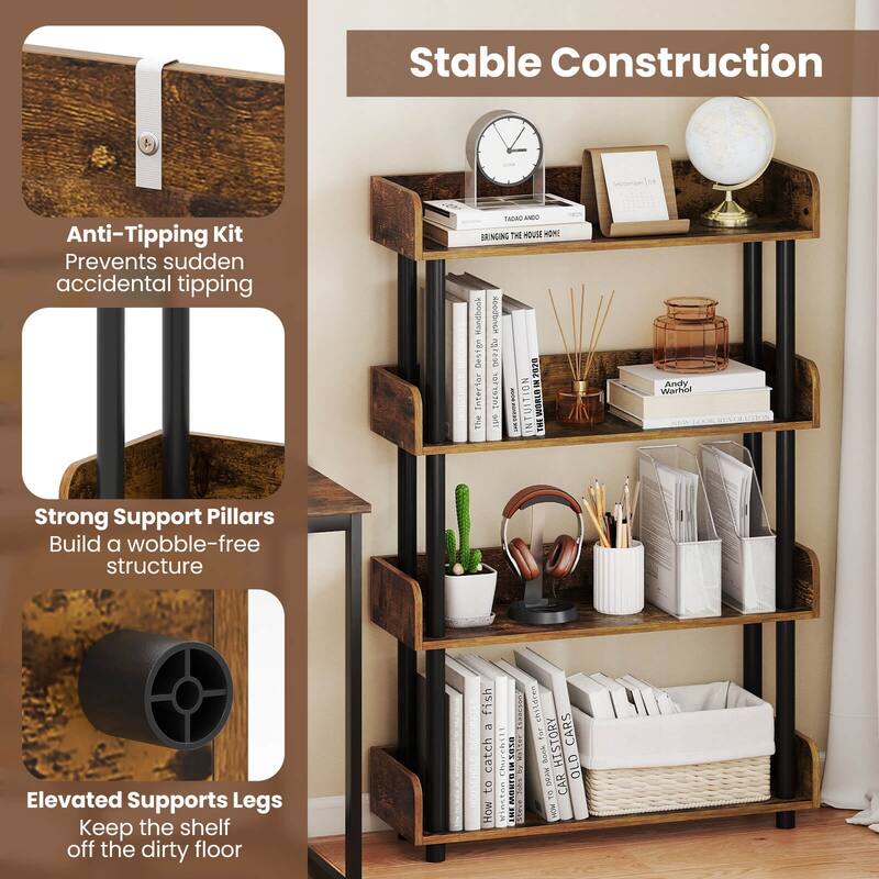 Costway 1/2 PCS 4-Tier Bookshelf with Anti-Tipping Kit Industrial - See Details