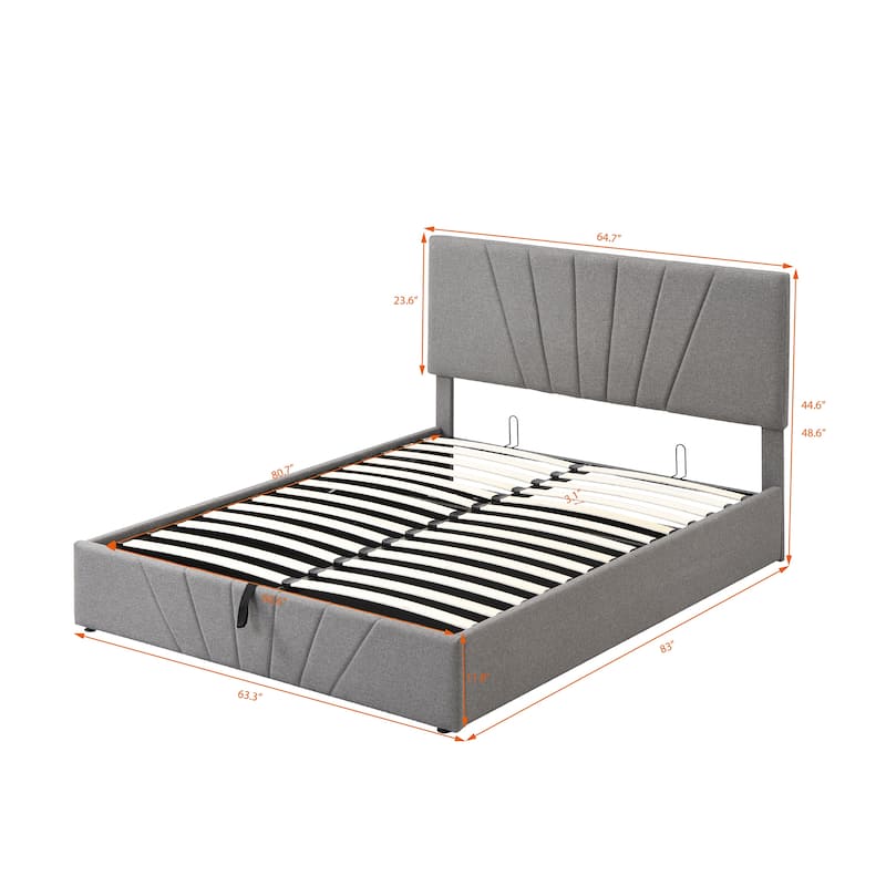Upholstered Platform bed with a Hydraulic Storage System Bed Bath