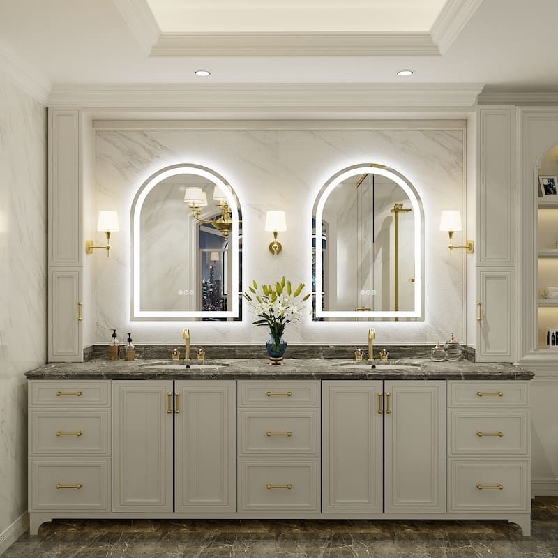 UL Certified Arched LED Anti-fog Tempered Glass Wall Bathroom Vanity Mirror