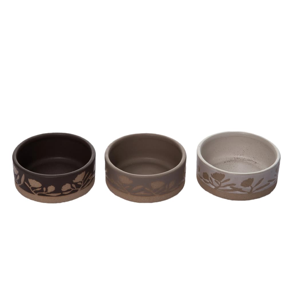 Transpac Stoneware 3.27 in. Multicolor Harvest Wildflower Ramekin Set of 3