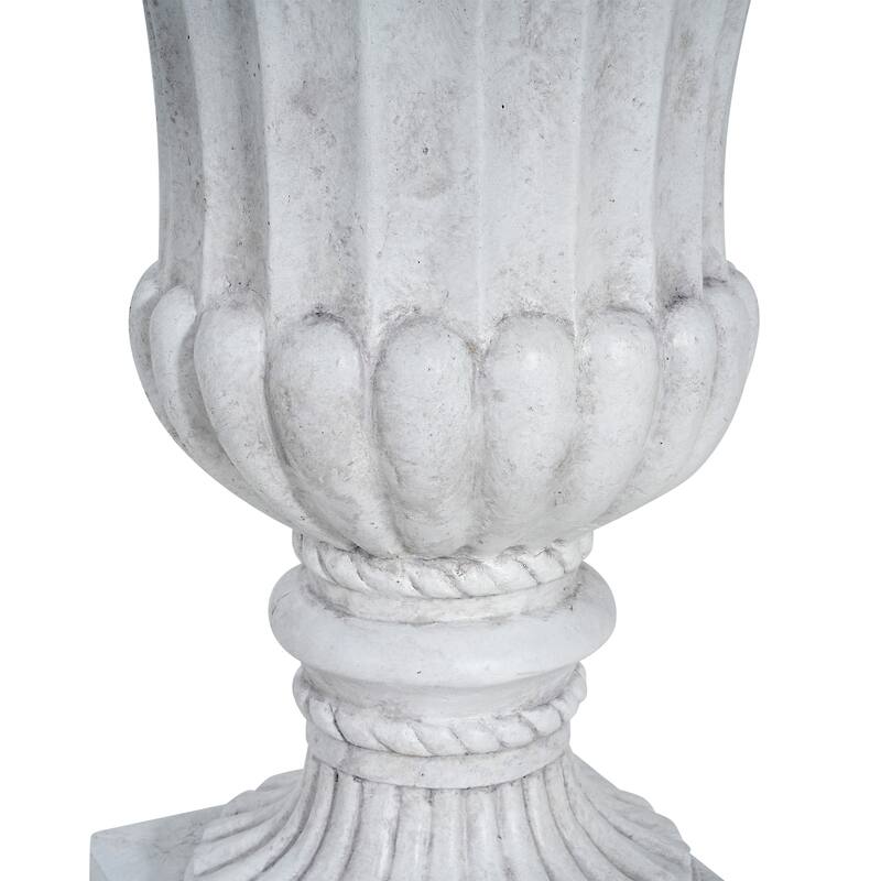 Classic Elegant Gray Urn Planter Pot for Patio Garden and Living Room