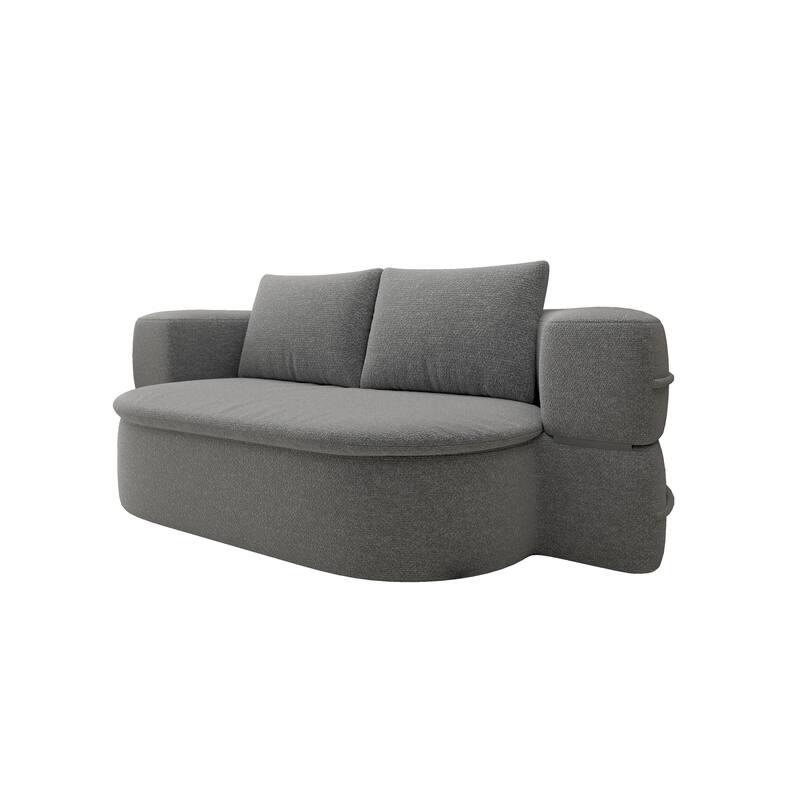 2-in-1 Lazy Couch Futon Loveseat Sofa Convertible Twin Size Floor Bed Foldable Mattress Comfy Lounge Chair with 2 Pillows