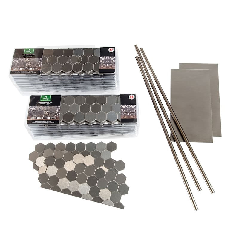 Aspect 12x4-inch Honeycomb Stainless Matted Metal 15-Square Foot Kit