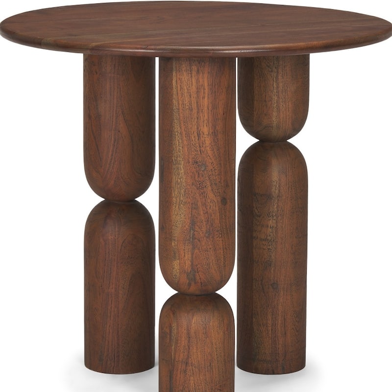 HomeRoots 32" Brown Solid Wood and Wood Tray Table - 32.00 in. x 30.00 in. x 32.00 in.