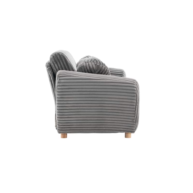 84.4" Corduroy 3-Seater Sofa with Solid Wood Frame, Comfortable Cushions