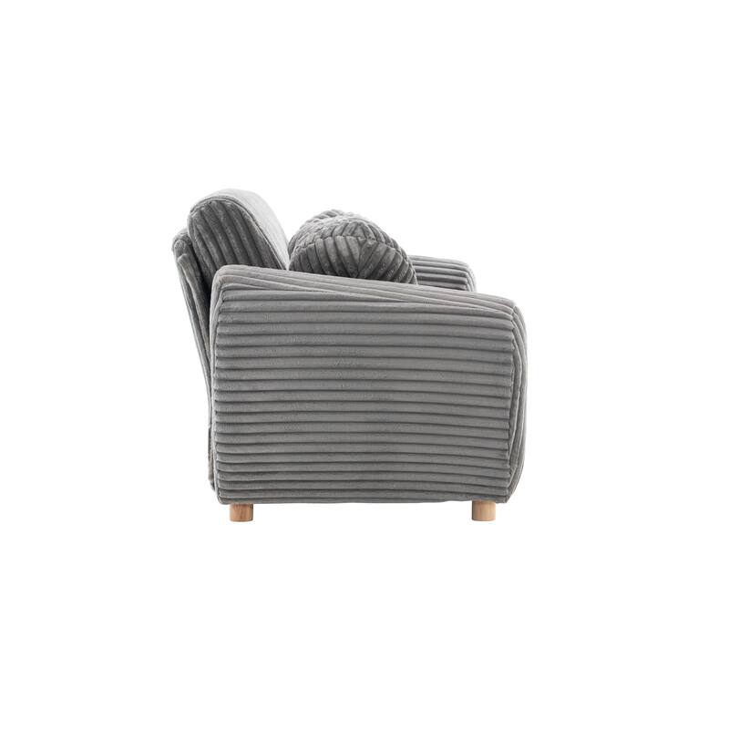 Oversized Corduroy Loveseat Couch Deep Seat Sofa with Solid Wood Frame