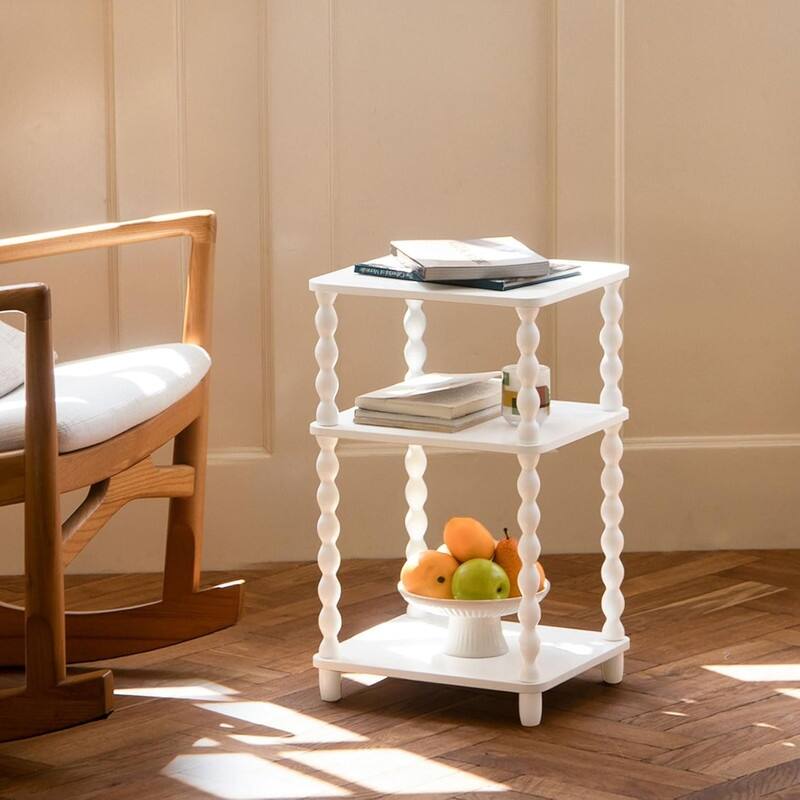 Small End Table with Storage Shelf Vintage Nightstand Bedside Table