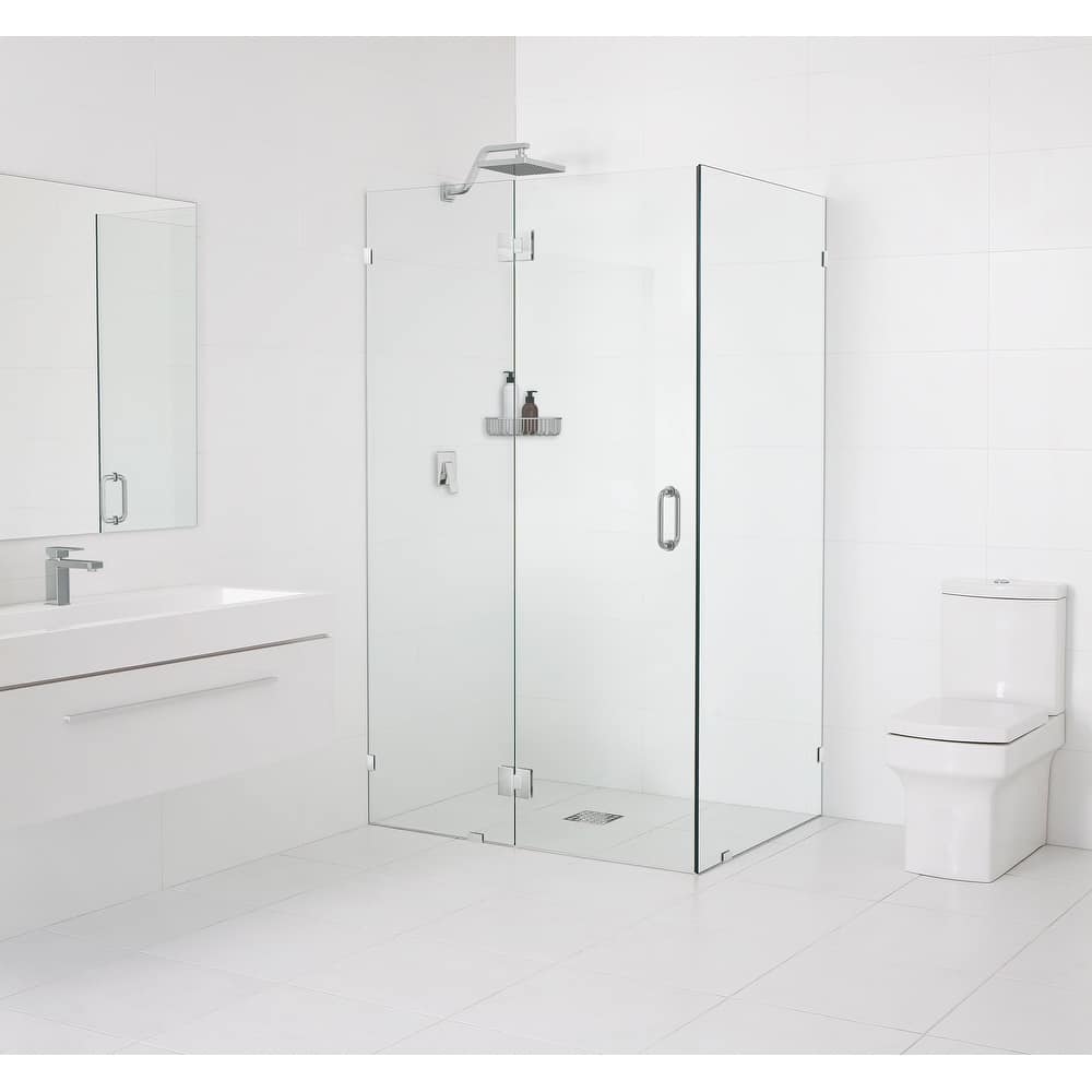 Glass Warehouse 78" x 60" x 36" Frameless 90 Degree Shower Enclosure - Glass Hinge