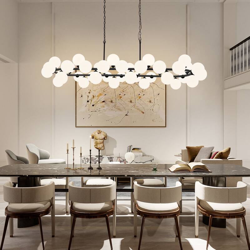 40-light Modern Large Bubble Sputnik Chandelier in Black for Dining Room