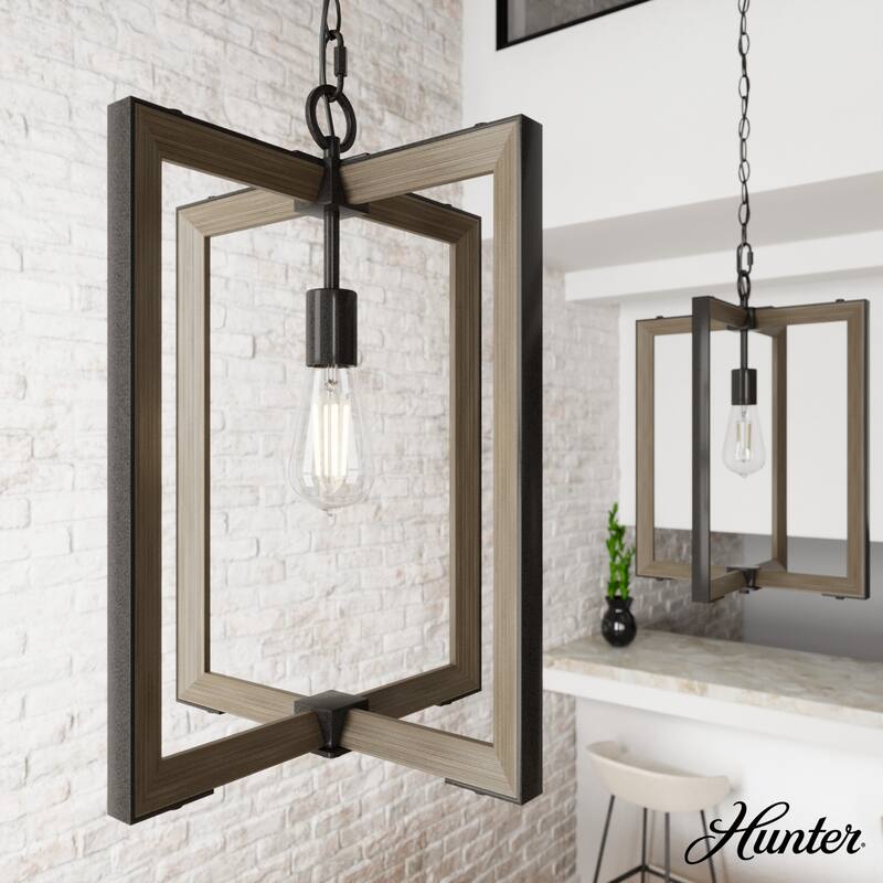 Hunter Woodburn 1-Light Pendant - Island, Dining Room, Foyer - Modern Farmhouse, Rustic, Transitional - 20" 1 Light - Noble Bronze