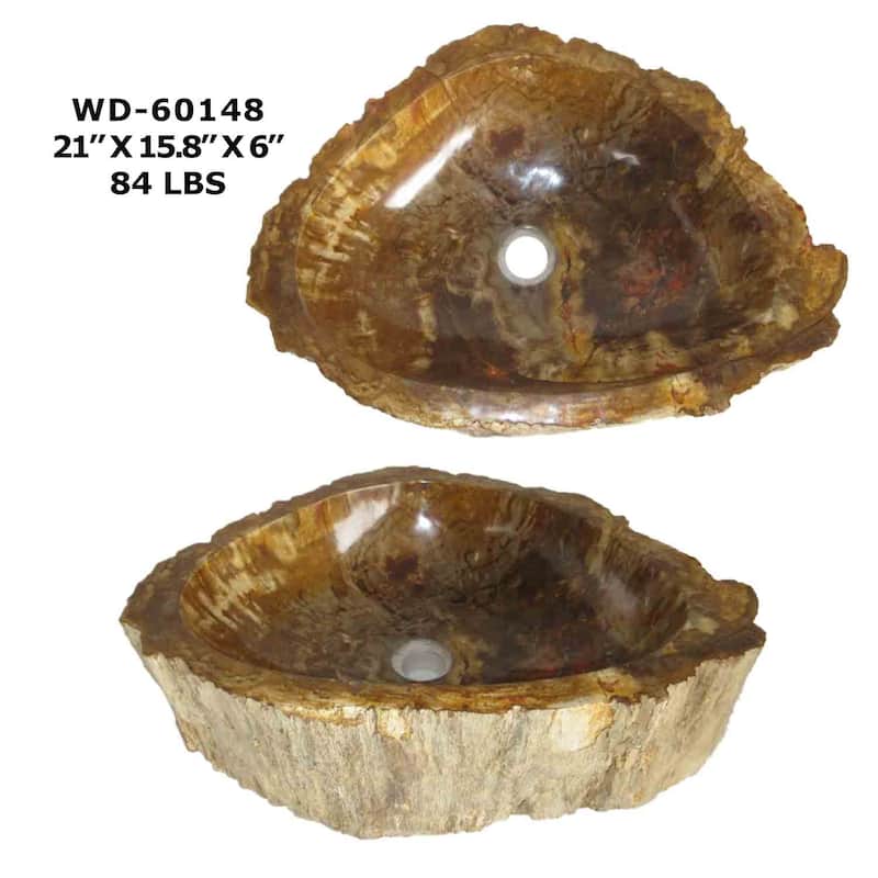 Wood Unique Handcrafted Petrified Wood Natural Stone Bathroom Vessel Sink - WD60148