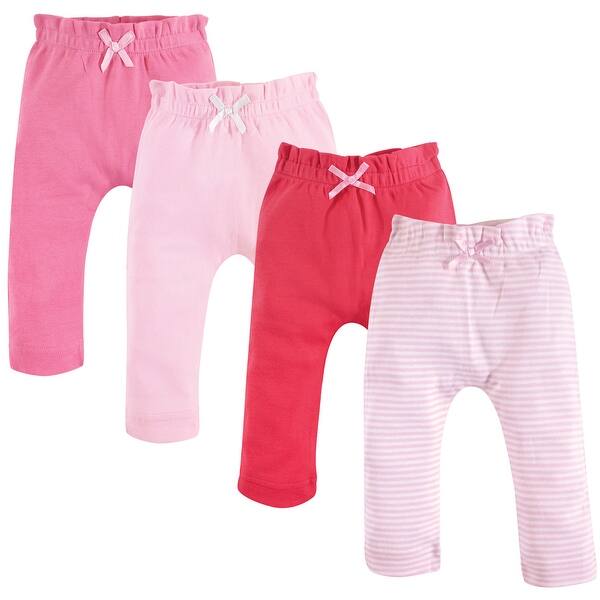 slide 1 of 1, Touched by Nature Baby Girl Organic Cotton Pants 4pk, Lt. Pink Coral 0-3 Months - Lt. Pink Coral