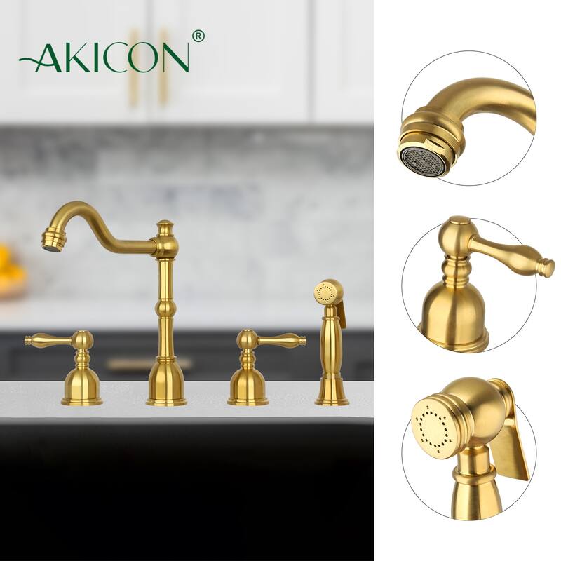 Two-Handles Widespread Kitchen Faucet with Side Sprayer