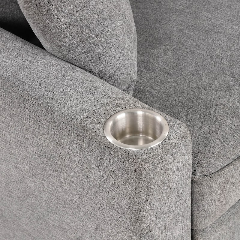 Furniture of America Durem Modern Space-Saving Sleeper Sofa Sectional with Cup Holders