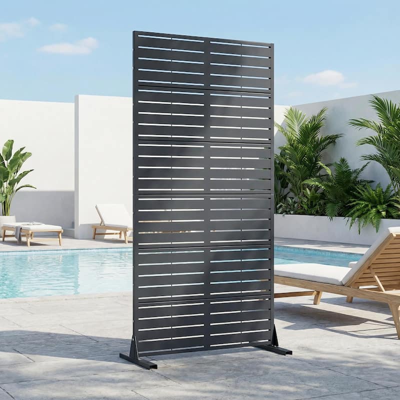 72in Dovelina Outdoor Freestanding Metal Privacy Screen Decorative Garden Fence