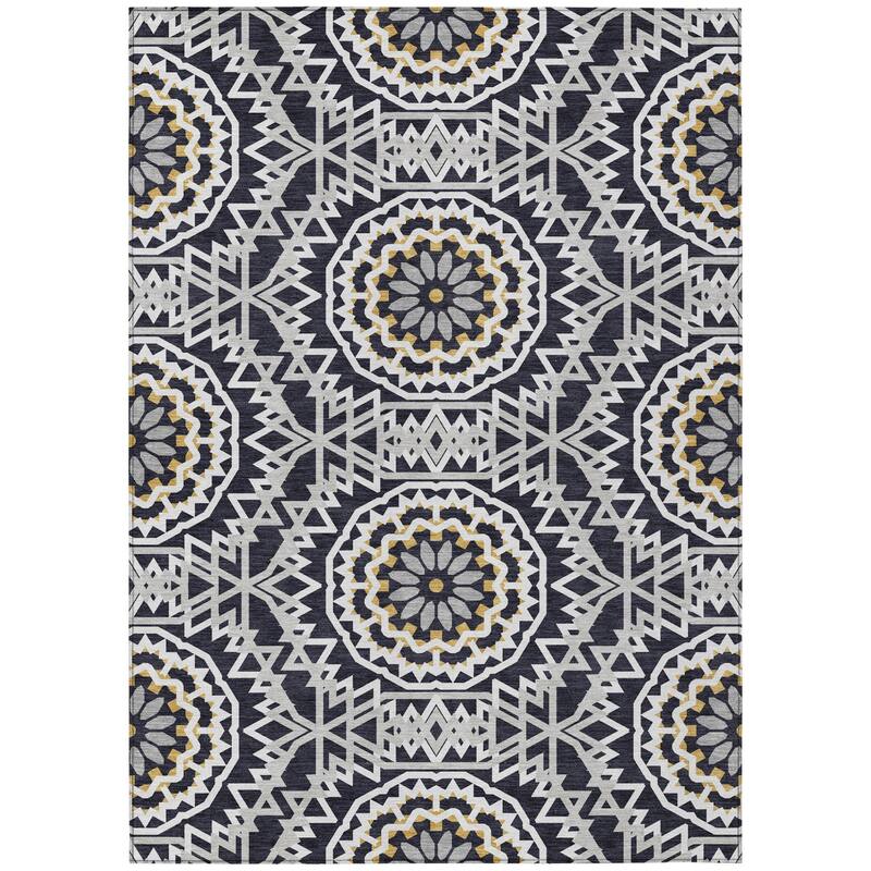 HomeRoots Floral Medallion Transitional Rectangle Outdoor Rug