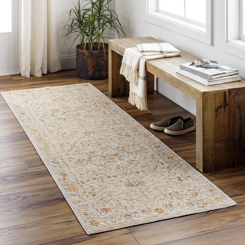 Tereza Updated Traditional Medallion Area Rug - 2' 7" x 7' 3" - Cream